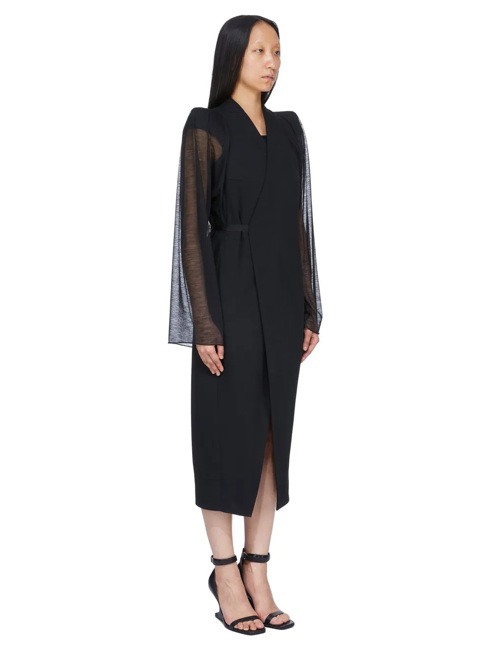 Rick Owens Temple Cyclops Coat In Black Twisted Wool And Wool Jersey