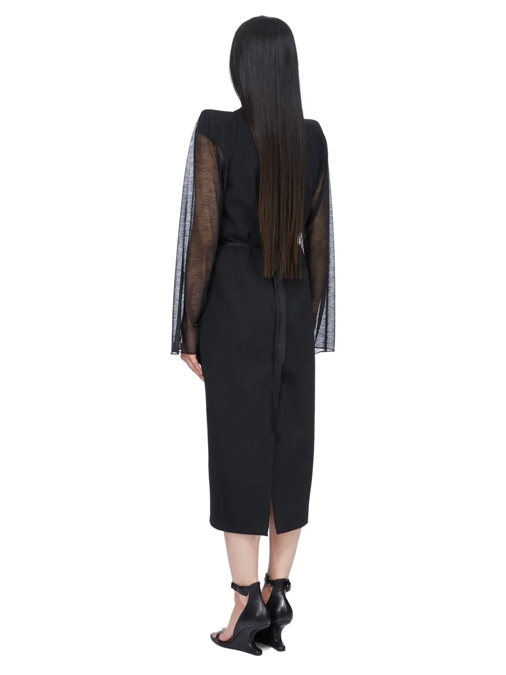 Rick Owens Temple Cyclops Coat In Black Twisted Wool And Wool Jersey
