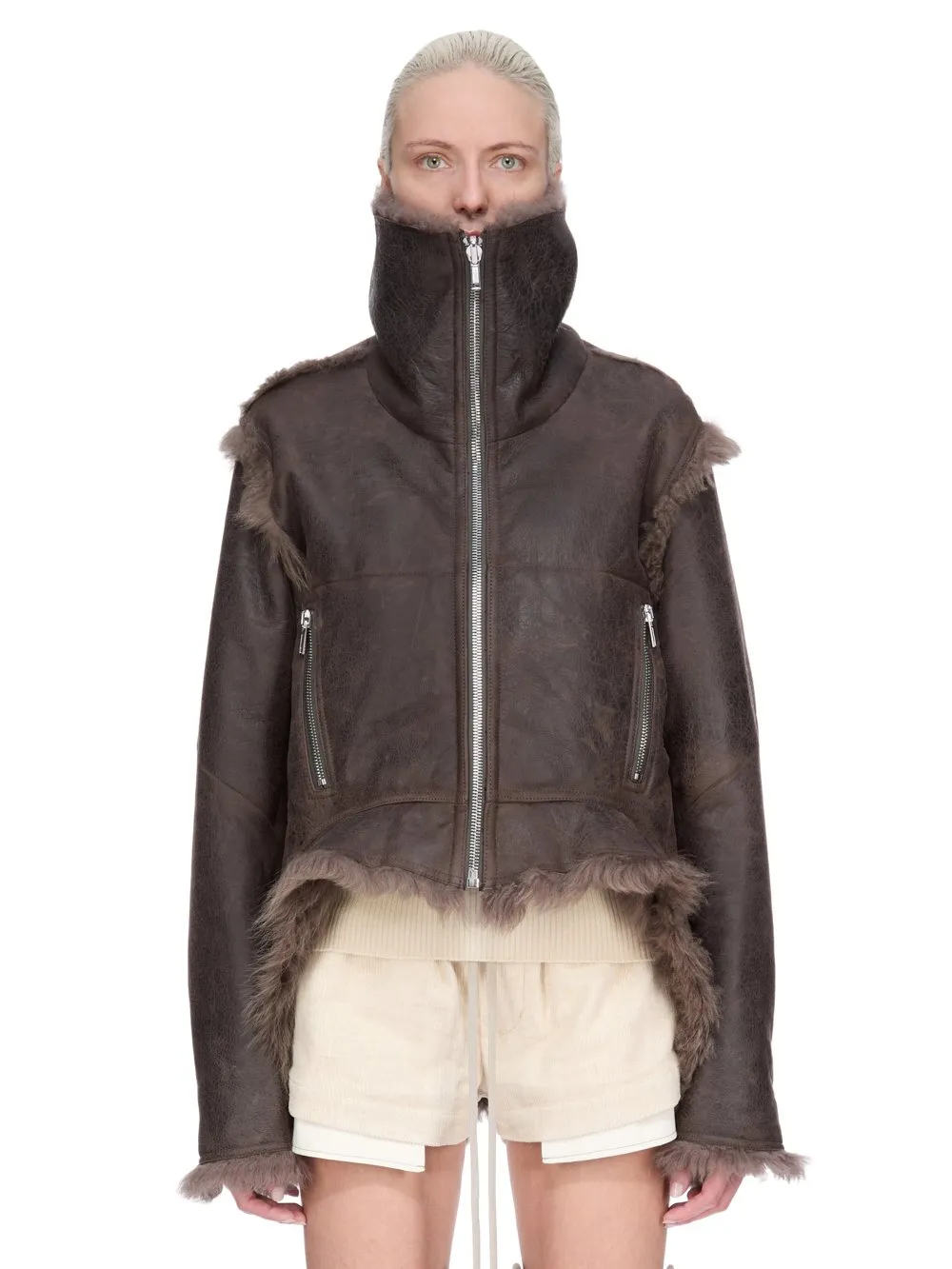 Rick Owens Concordians Exploder Jkt In Darkdust Toscana Shearling