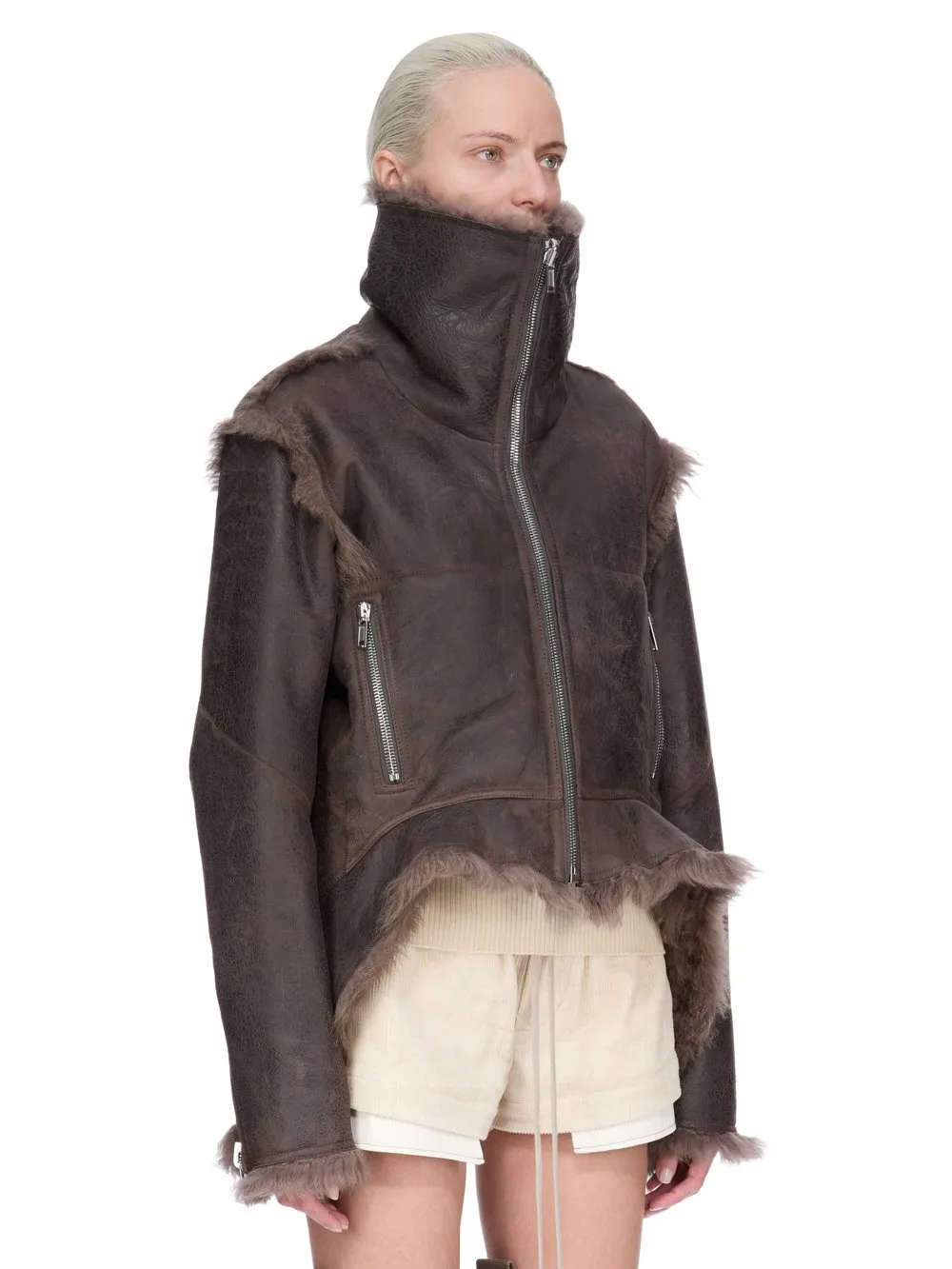 Rick Owens Concordians Exploder Jkt In Darkdust Toscana Shearling
