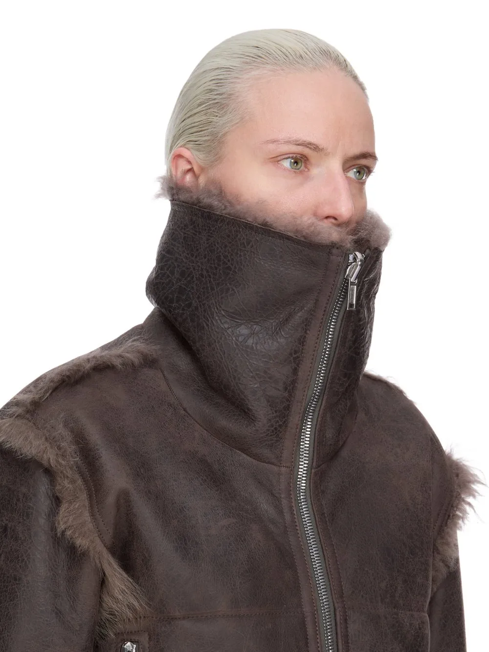 Rick Owens Concordians Exploder Jkt In Darkdust Toscana Shearling