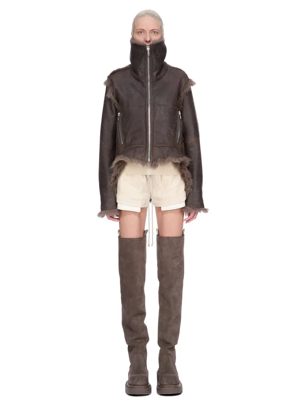 Rick Owens Concordians Exploder Jkt In Darkdust Toscana Shearling