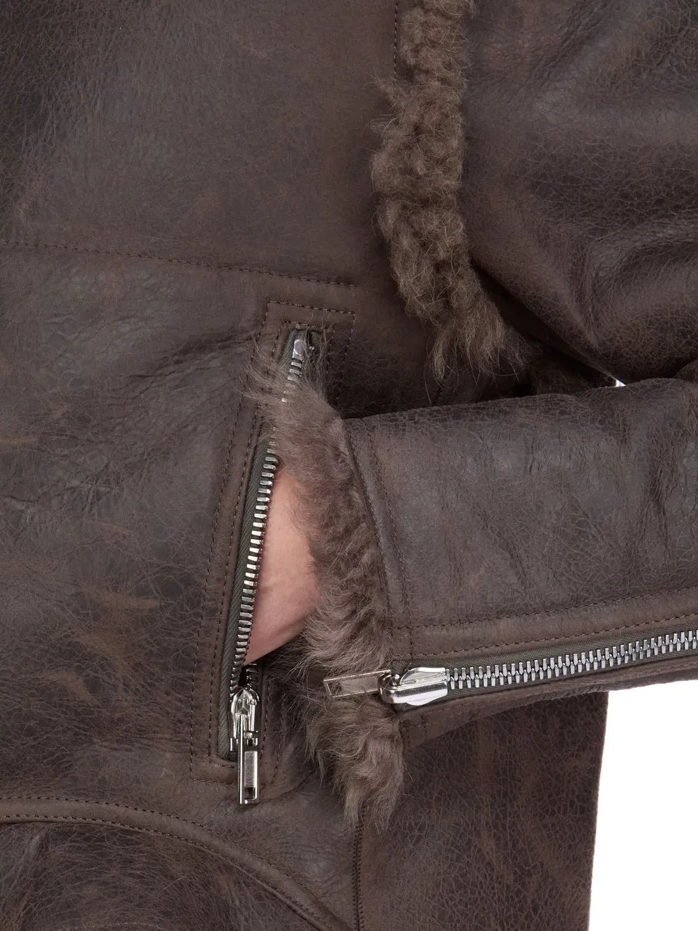 Rick Owens Concordians Exploder Jkt In Darkdust Toscana Shearling