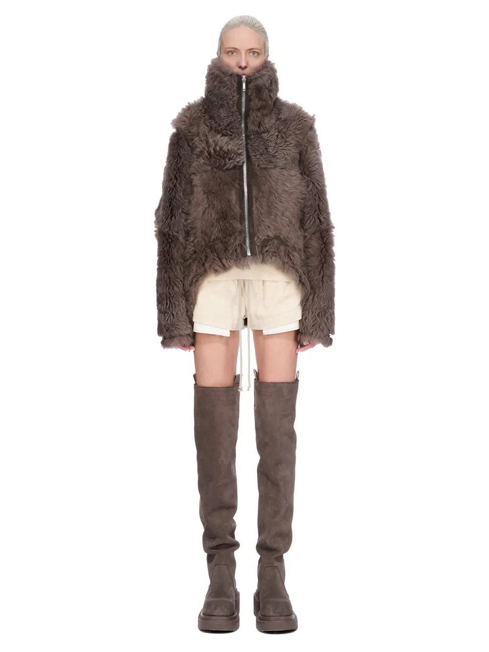 Rick Owens Concordians Exploder Jkt In Darkdust Toscana Shearling