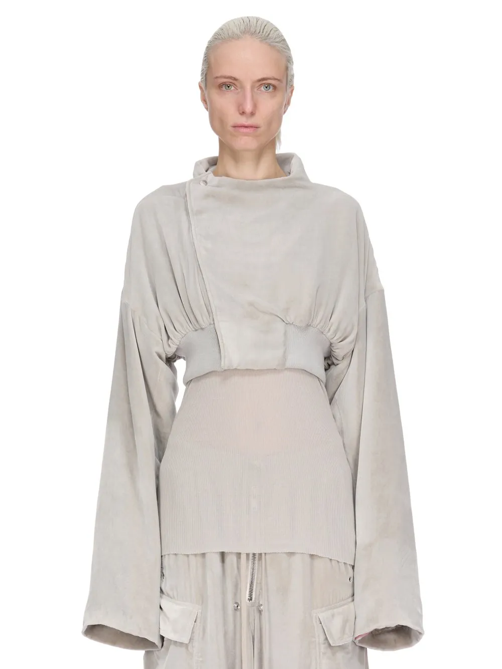 Rick Owens Concordians Hollywood Cropped Flight In Pearl Velvet