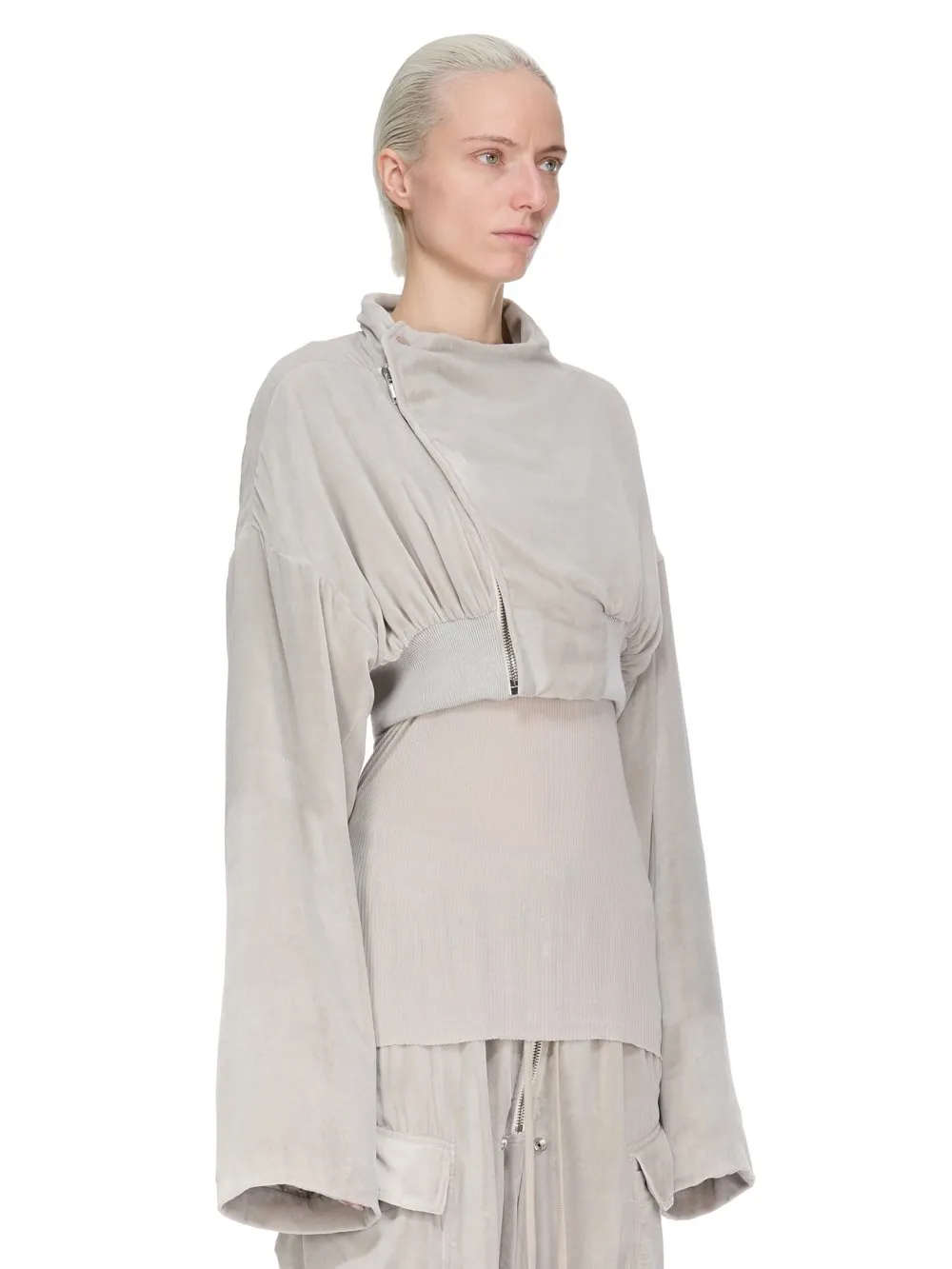 Rick Owens Concordians Hollywood Cropped Flight In Pearl Velvet