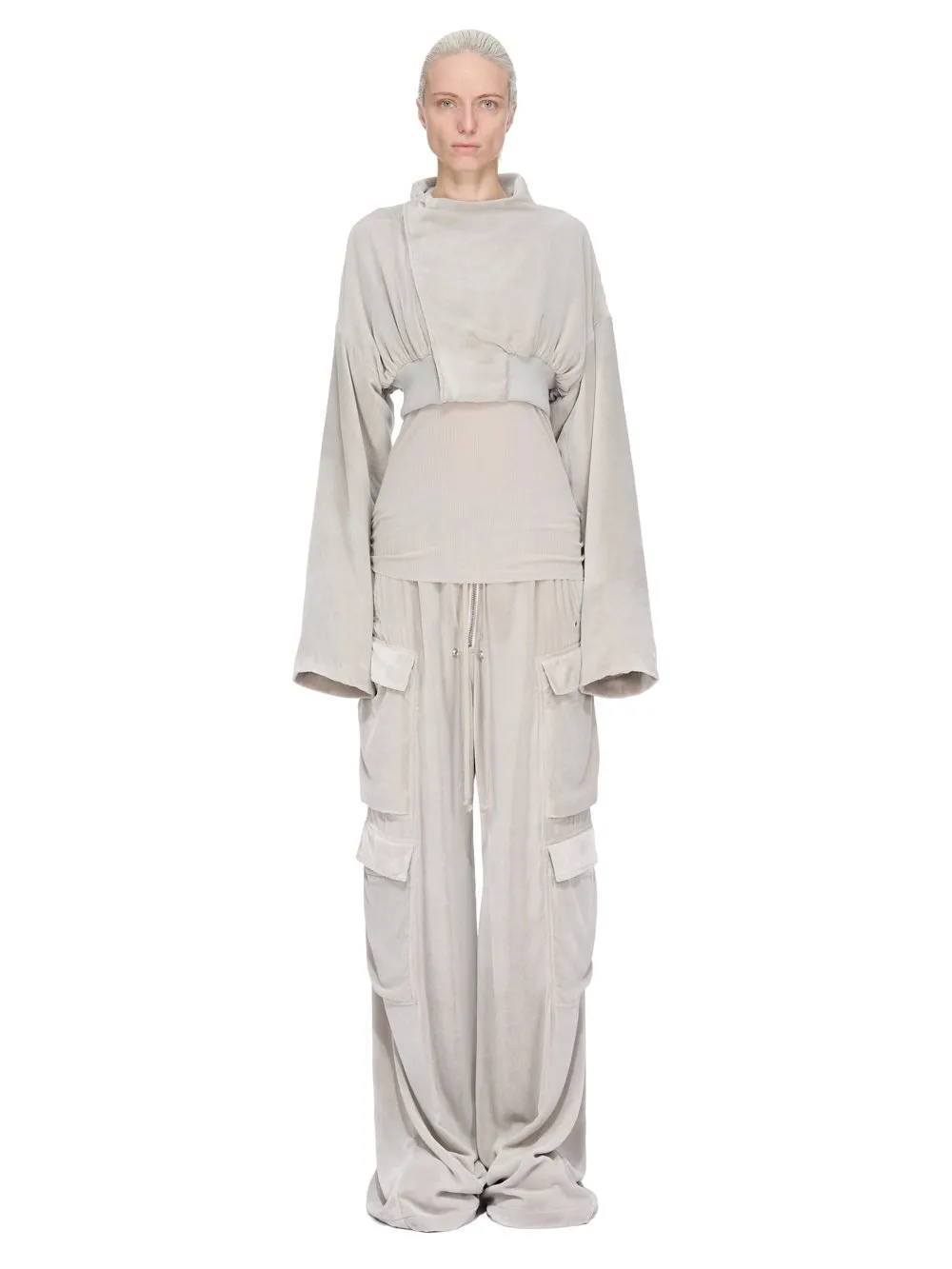 Rick Owens Concordians Hollywood Cropped Flight In Pearl Velvet
