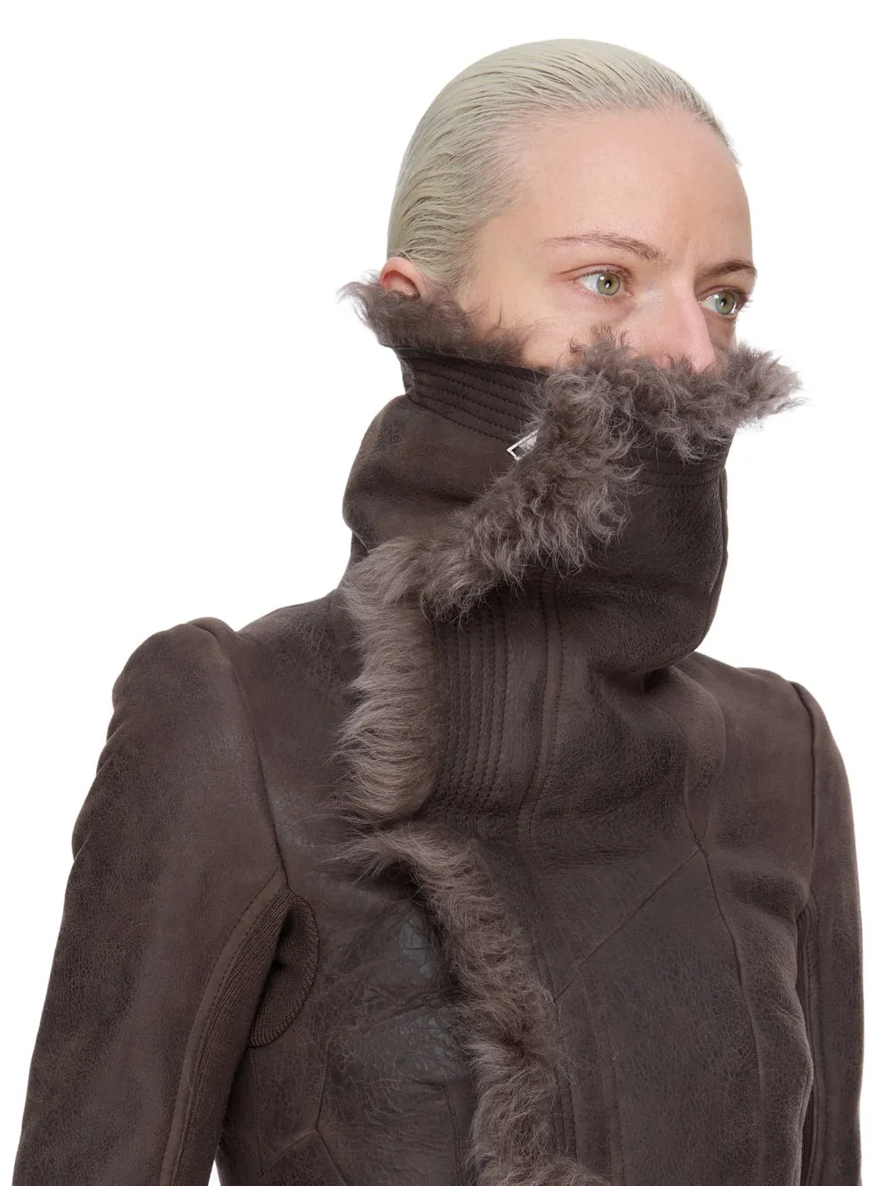 Rick Owens Concordians Naska Biker In Darkdust Toscana Shearling
