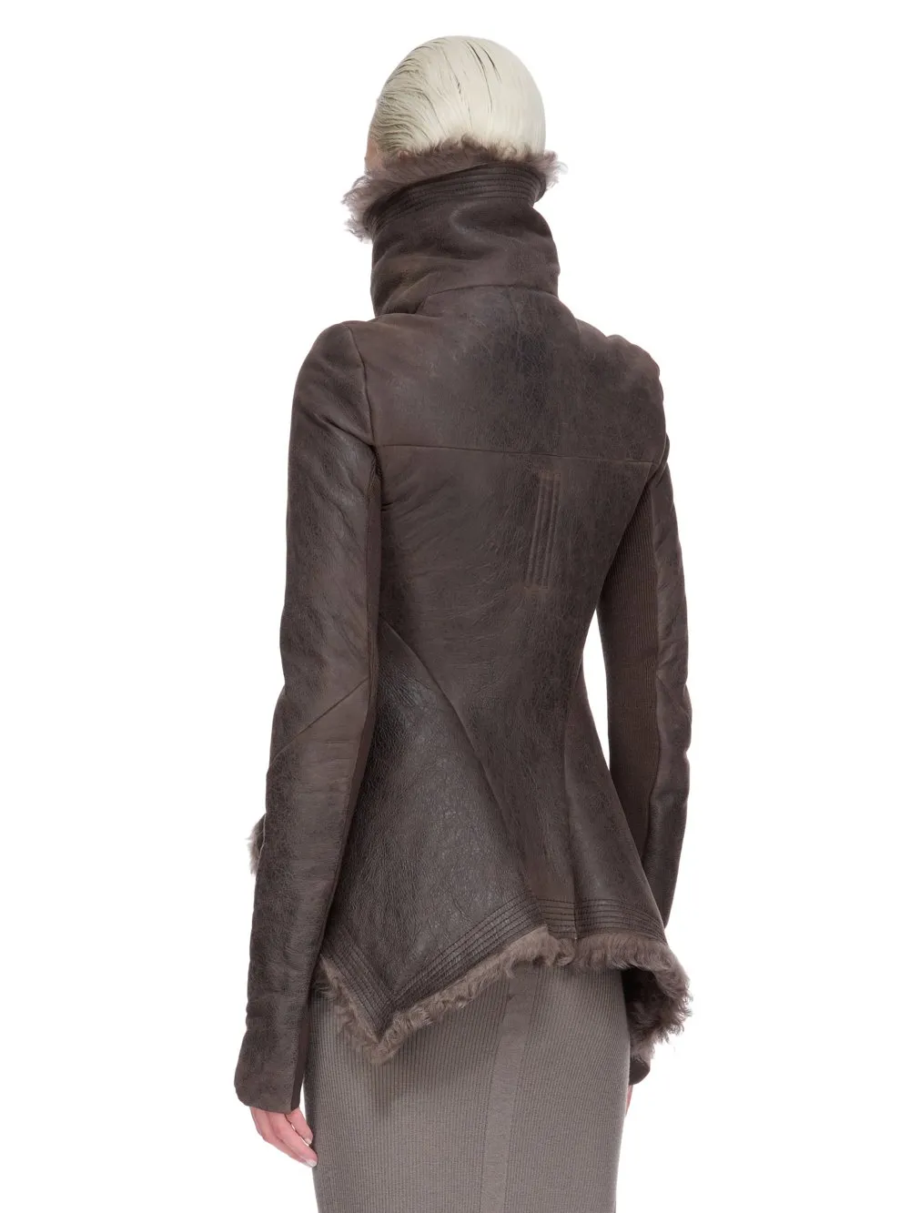 Rick Owens Concordians Naska Biker In Darkdust Toscana Shearling