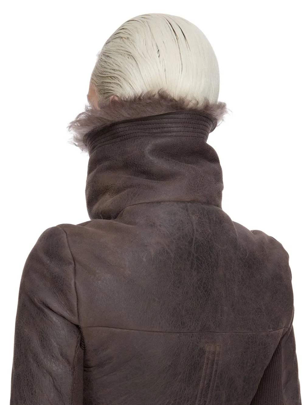 Rick Owens Concordians Naska Biker In Darkdust Toscana Shearling