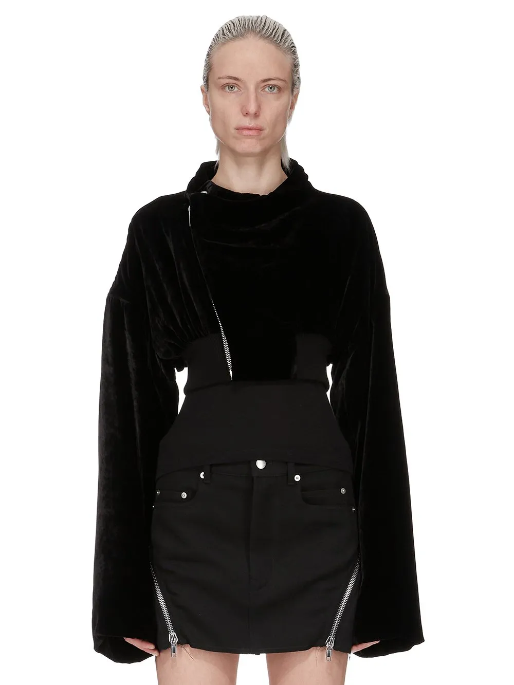 Rick Owens Concordians Hollywood Cropped Flight In Black Velvet