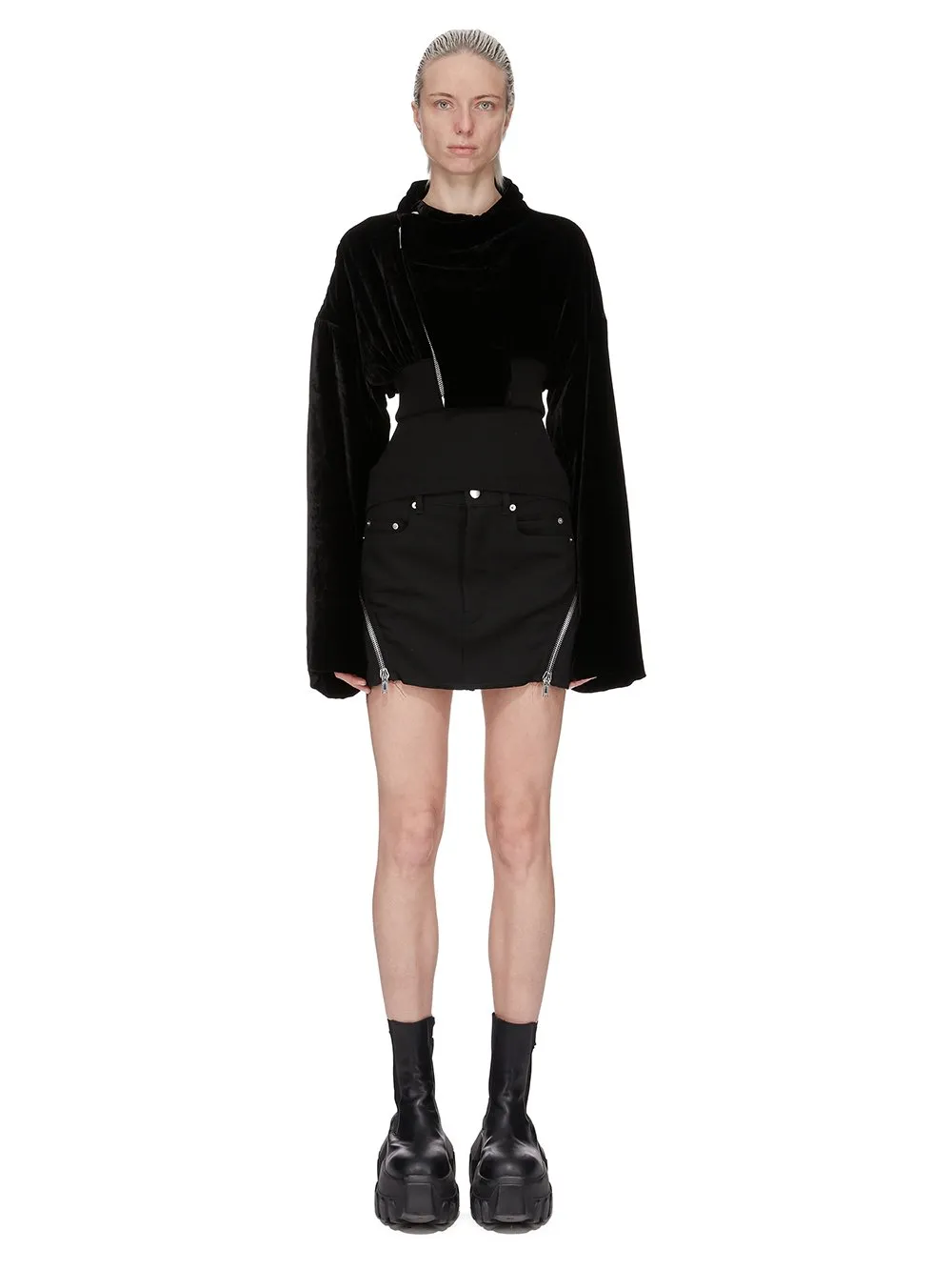 Rick Owens Concordians Hollywood Cropped Flight In Black Velvet