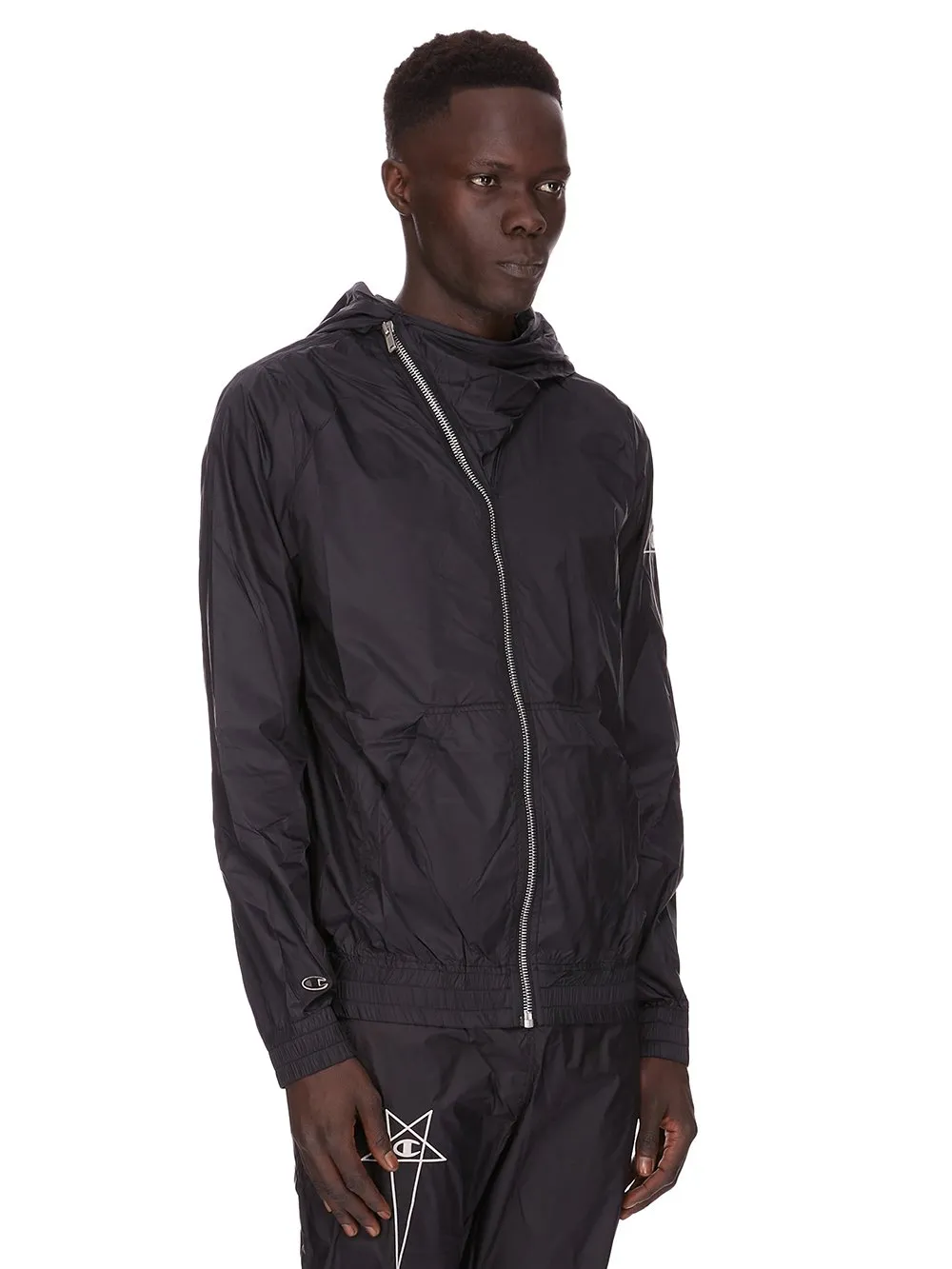 Champion X Rick Owens Mountain Hoodie In Black Light Nylon