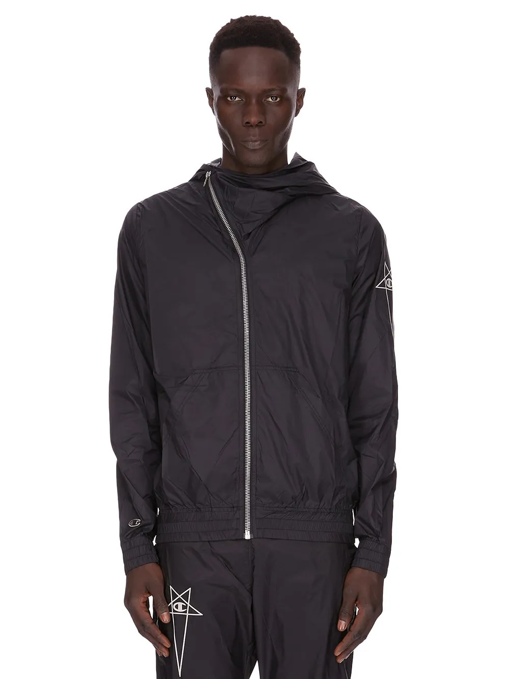 Champion X Rick Owens Mountain Hoodie In Black Light Nylon