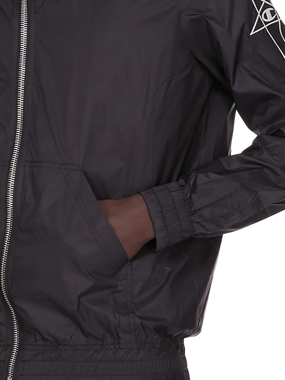 Champion X Rick Owens Mountain Hoodie In Black Light Nylon