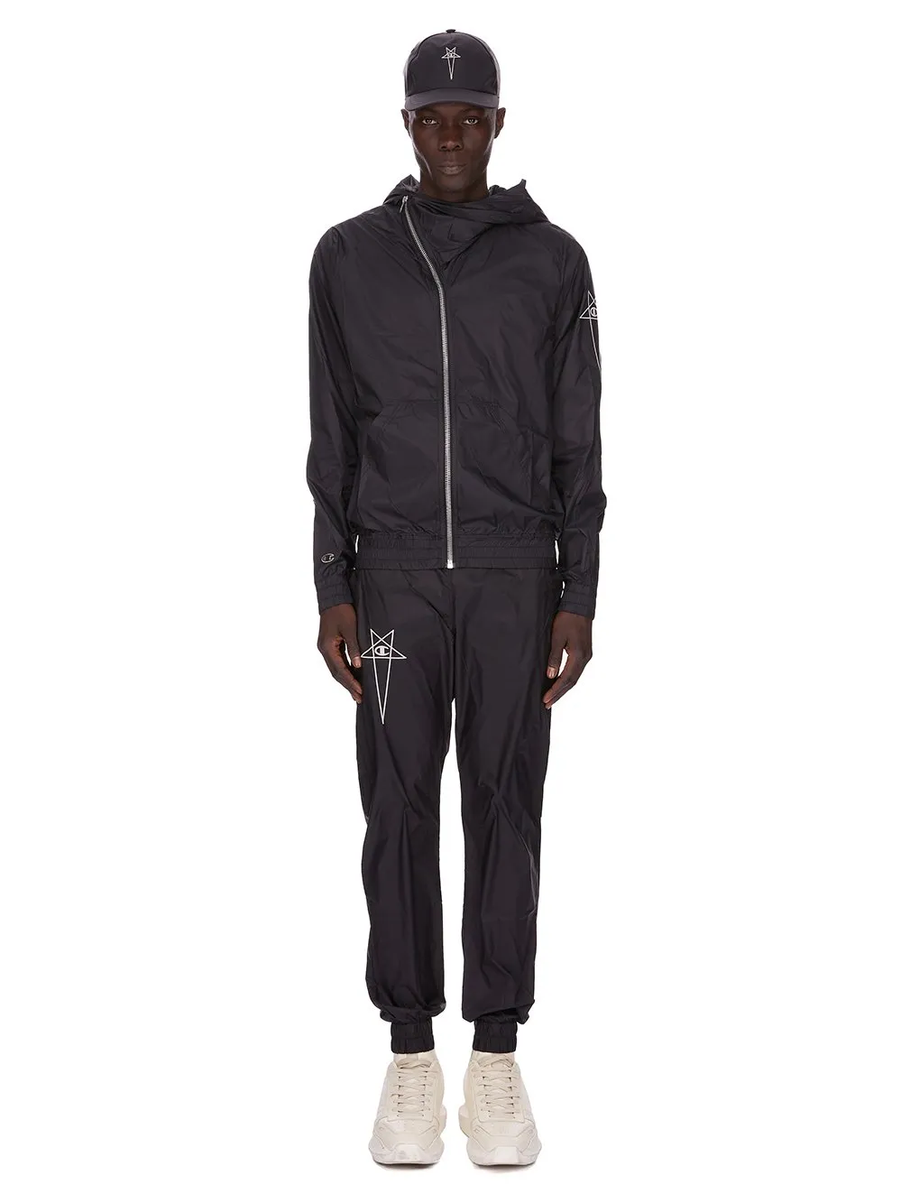 Champion X Rick Owens Mountain Hoodie In Black Light Nylon