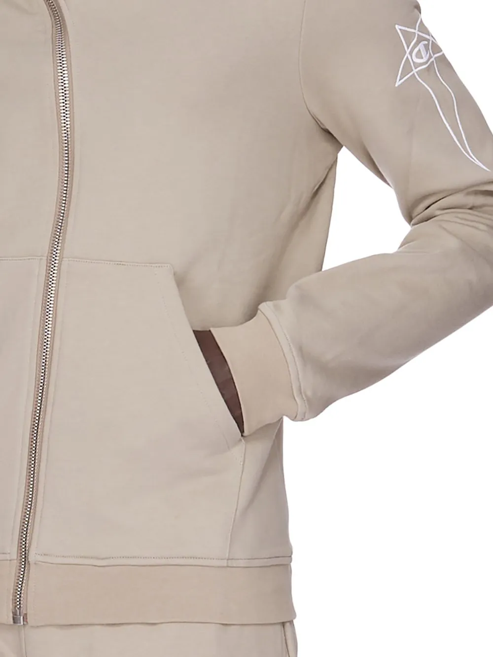 Champion X Rick Owens Mountain Hoodie In Pearl Compact Felpa Jersey