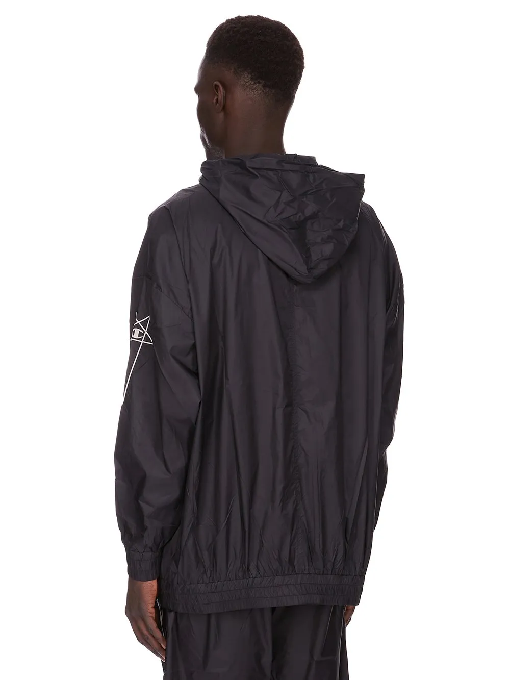 Champion X Rick Owens Jumbo Jason's Hoodie In Black Light Nylon