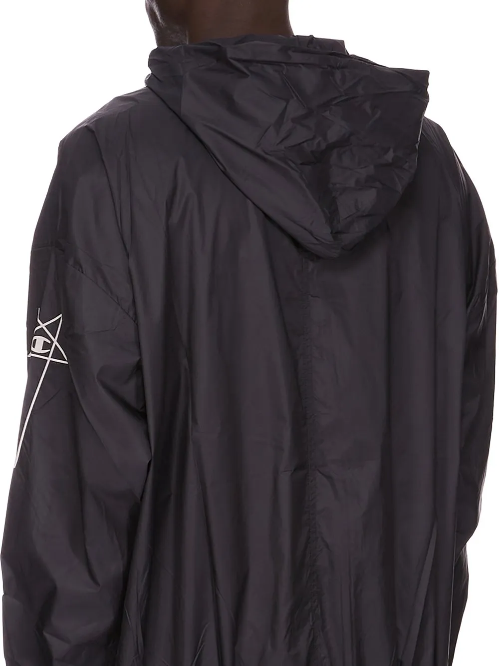 Champion X Rick Owens Jumbo Jason's Hoodie In Black Light Nylon