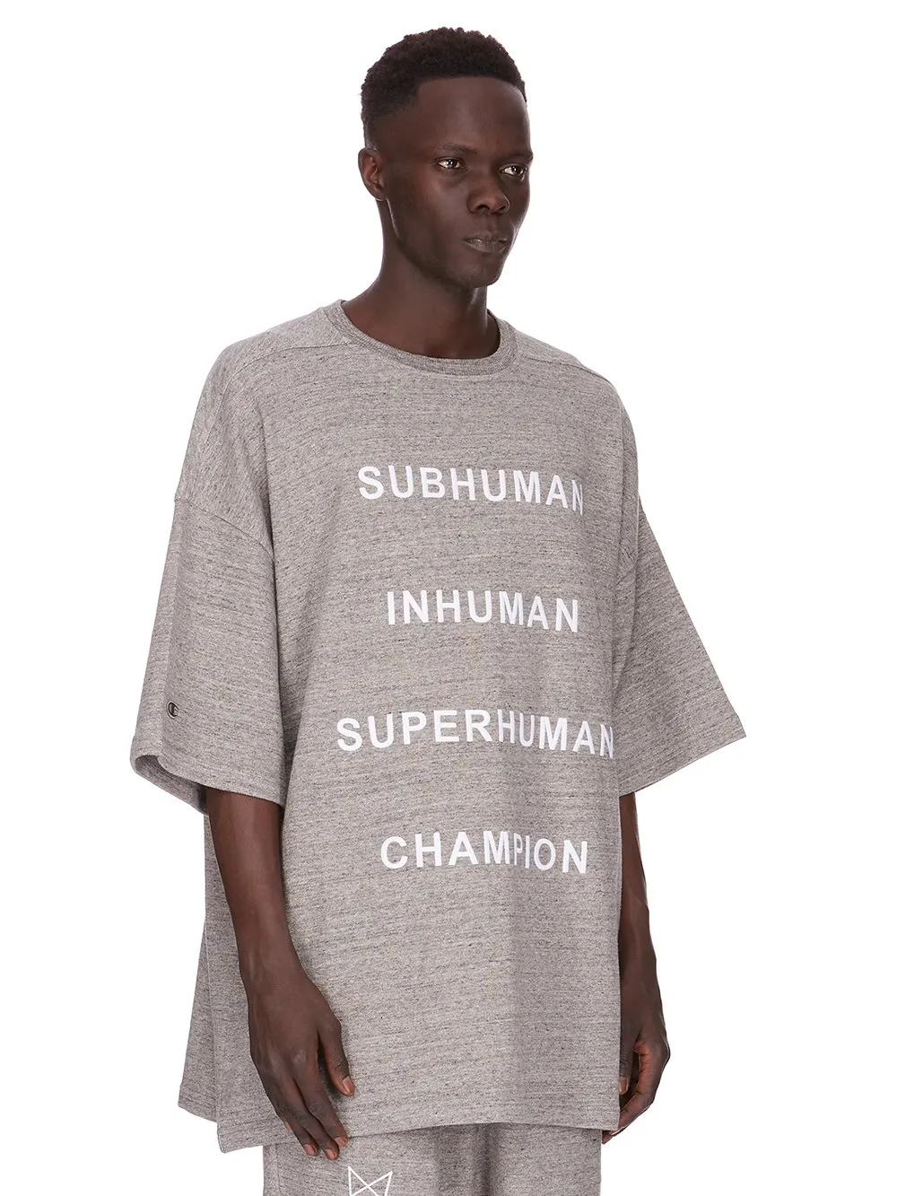 Champion X Rick Owens Tommy T In Grey Melange Melange Felpa Jersey