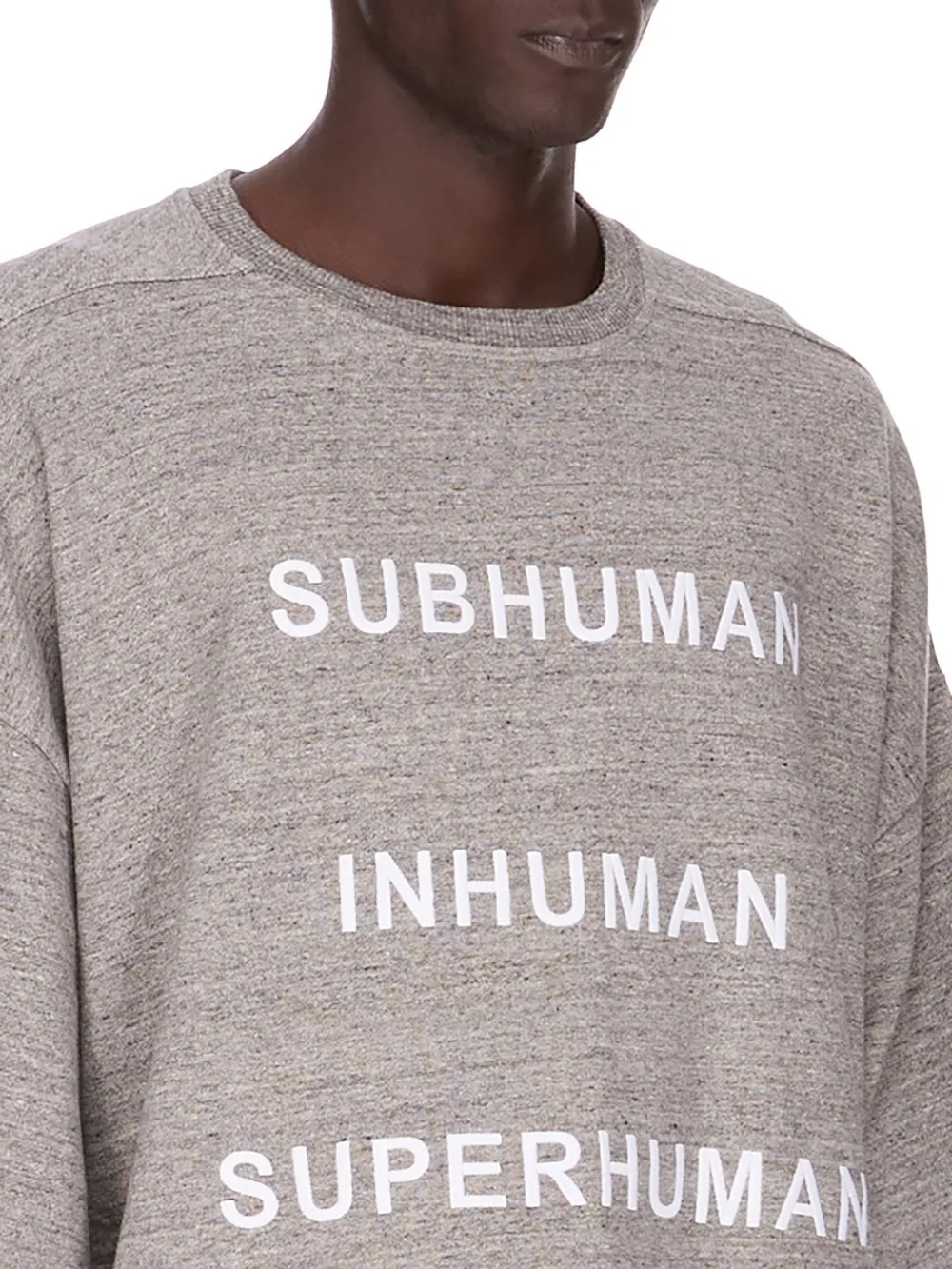 Champion X Rick Owens Tommy T In Grey Melange Melange Felpa Jersey