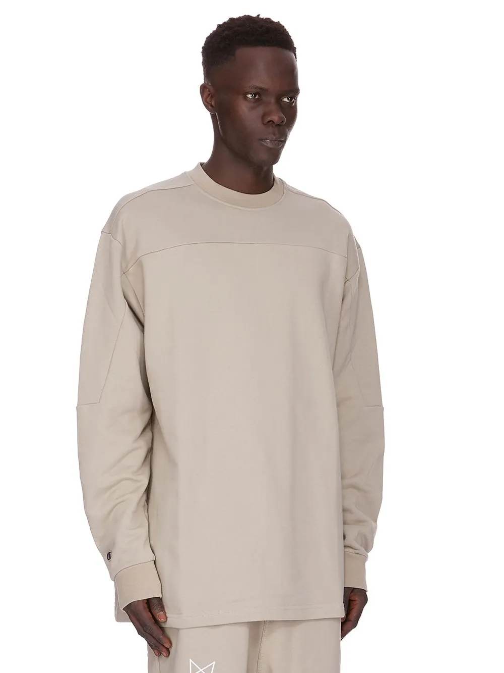 Champion X Rick Owens Girdered Sweat In Pearl Compact Felpa Jersey
