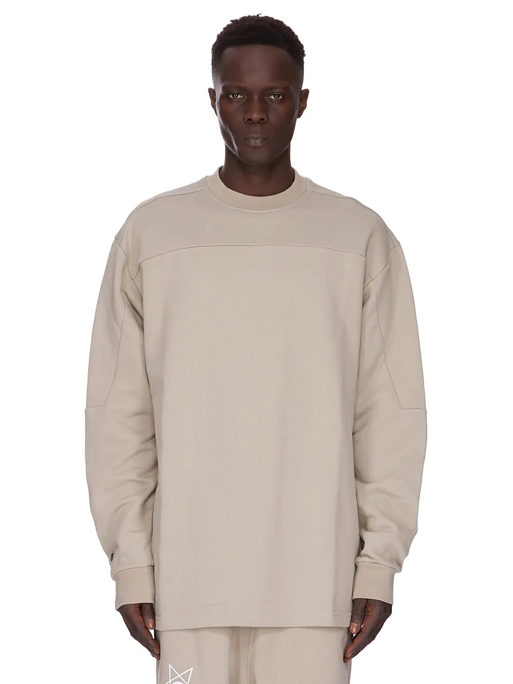 Champion X Rick Owens Girdered Sweat In Pearl Compact Felpa Jersey