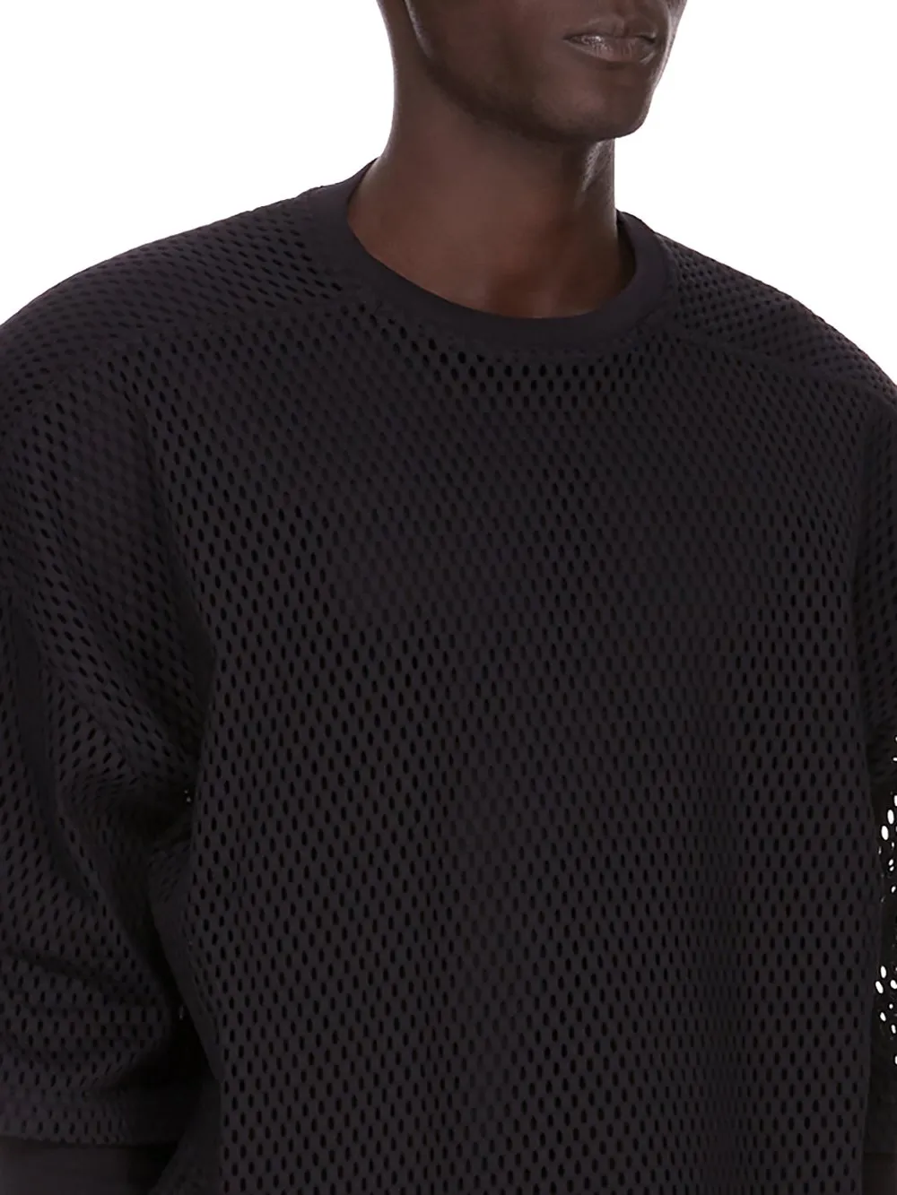 Champion X Rick Owens Tommy T Cropped In Black Open Mesh Jersey