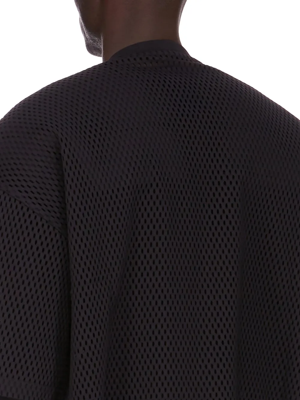 Champion X Rick Owens Tommy T Cropped In Black Open Mesh Jersey