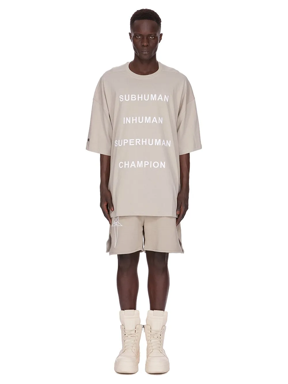 Champion X Rick Owens Tommy T In Pearl Cotton Jersey
