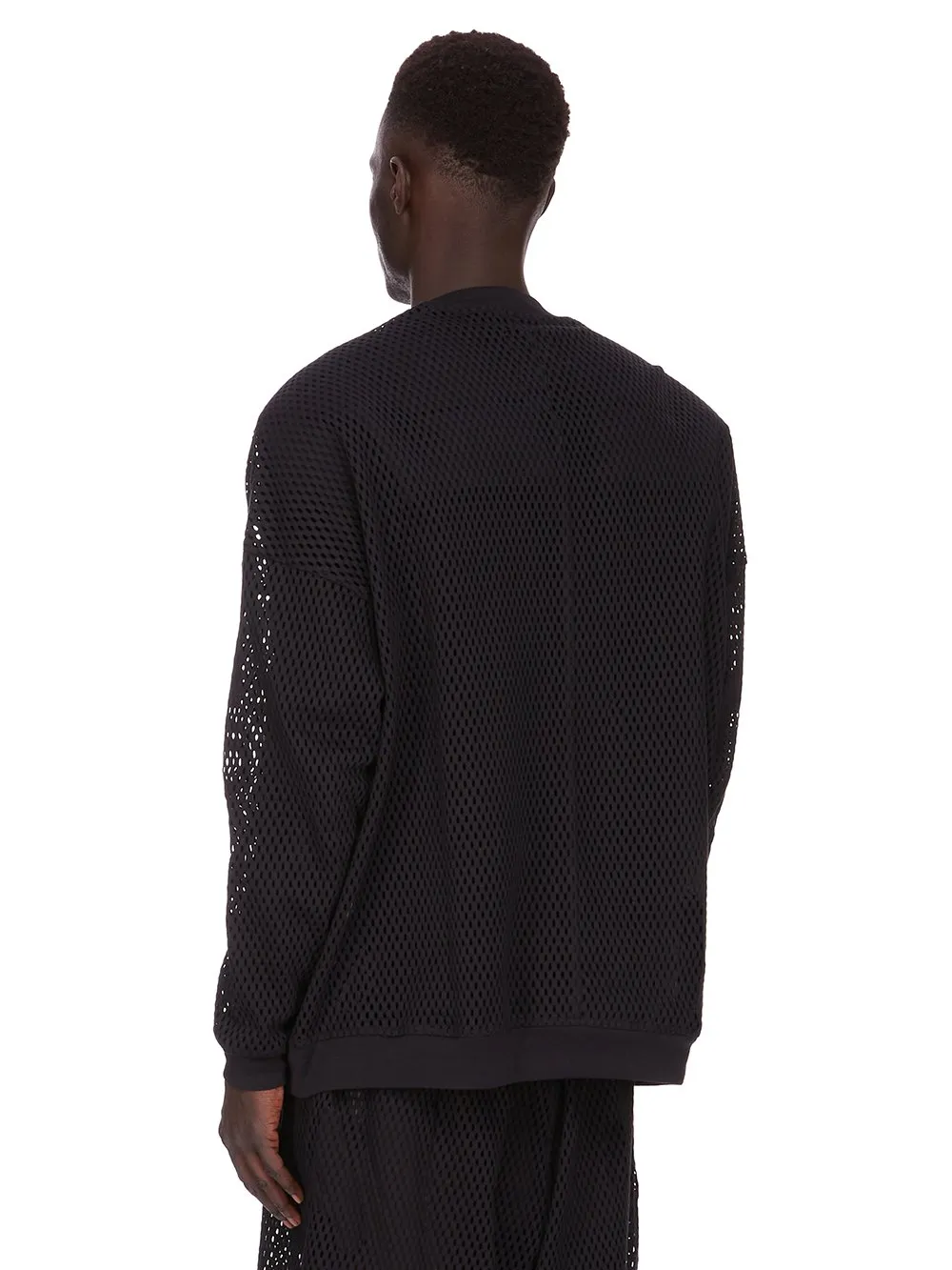 Champion X Rick Owens Jumbo Sweat In Black Open Mesh Jersey