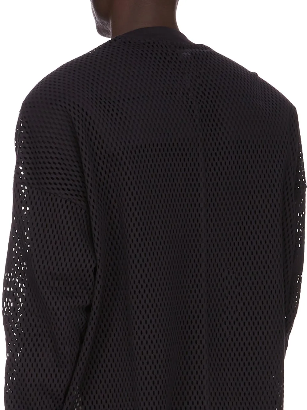 Champion X Rick Owens Jumbo Sweat In Black Open Mesh Jersey