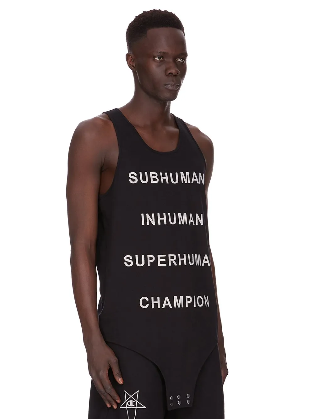Champion X Rick Owens Basketball Tank In Black Cotton Jersey