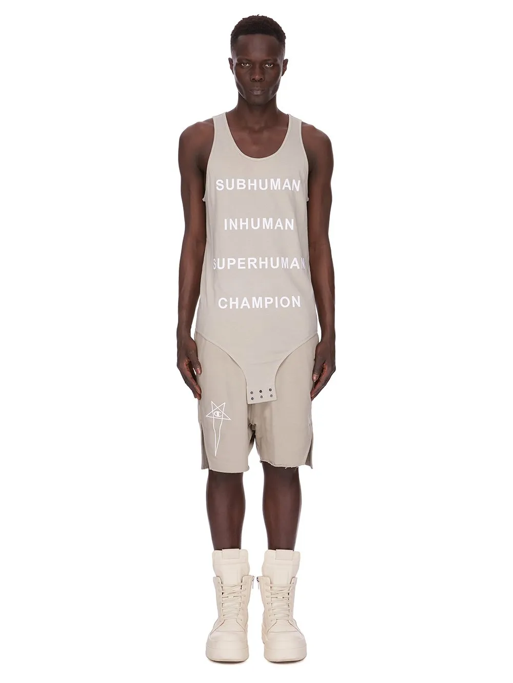 Champion X Rick Owens Basketball Tank In Pearl