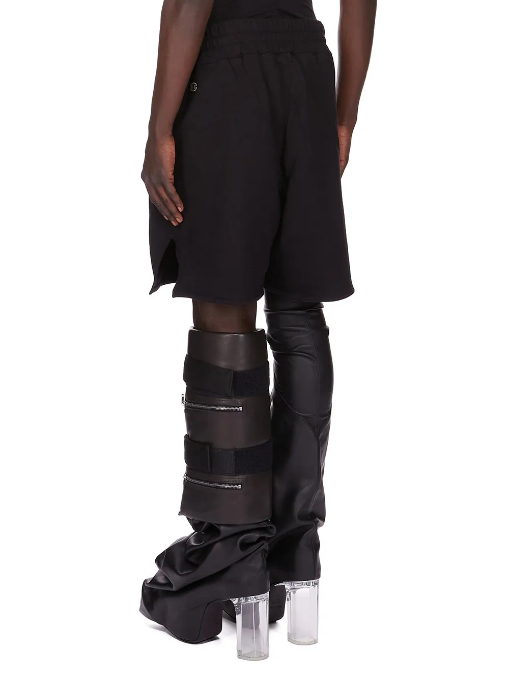 Champion X Rick Owens Shorts In Black Compact Felpa Jersey