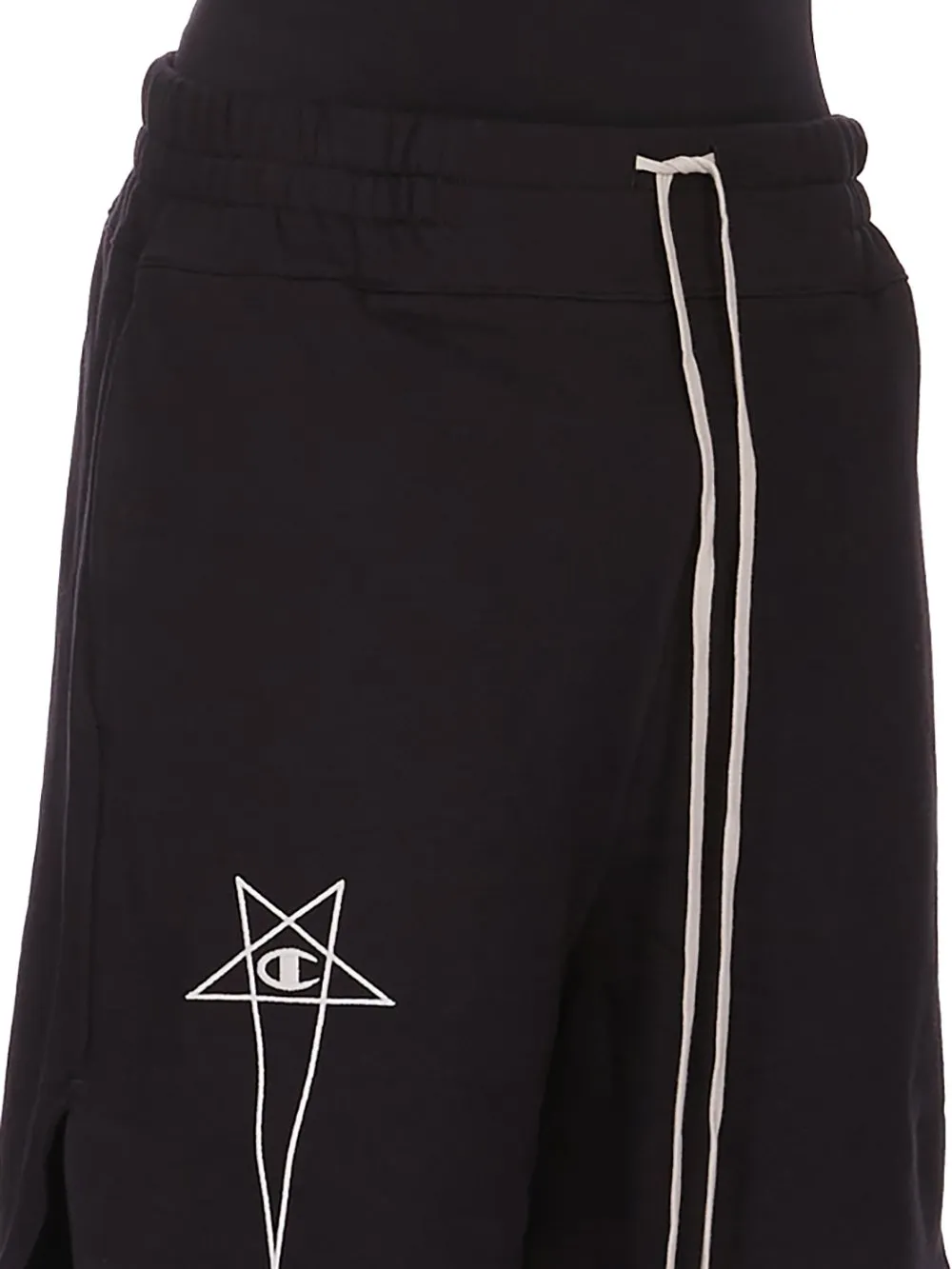 Champion X Rick Owens Shorts In Black Compact Felpa Jersey