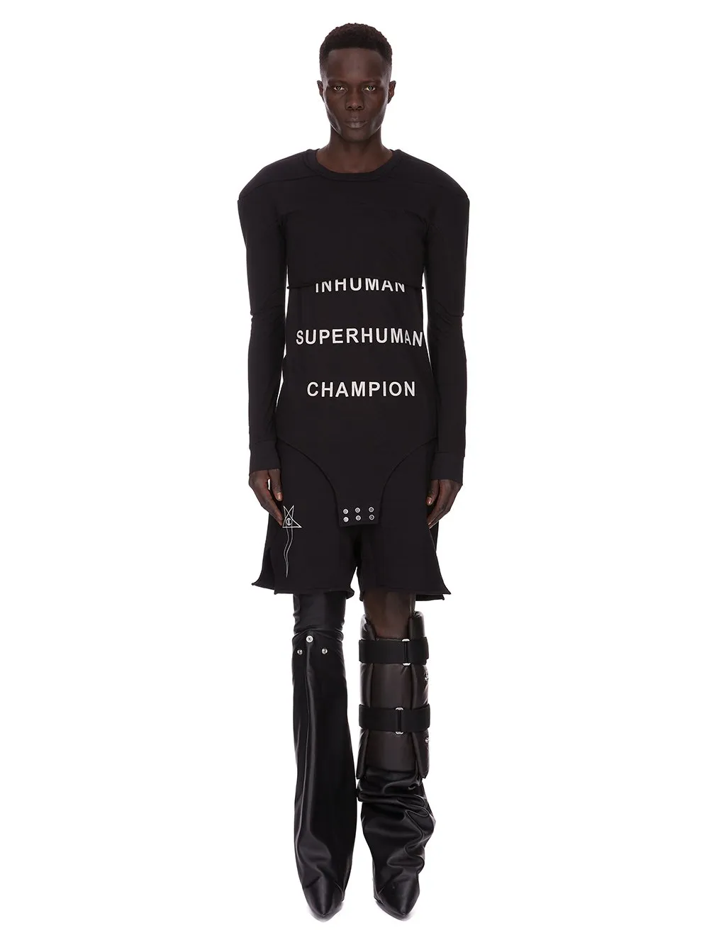 Champion X Rick Owens Shorts In Black Compact Felpa Jersey