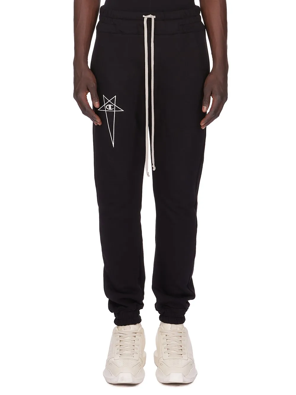 Champion X Rick Owens Joggers In Black Compact Felpa Jersey