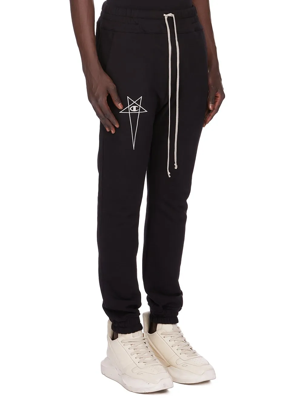 Champion X Rick Owens Joggers In Black Compact Felpa Jersey