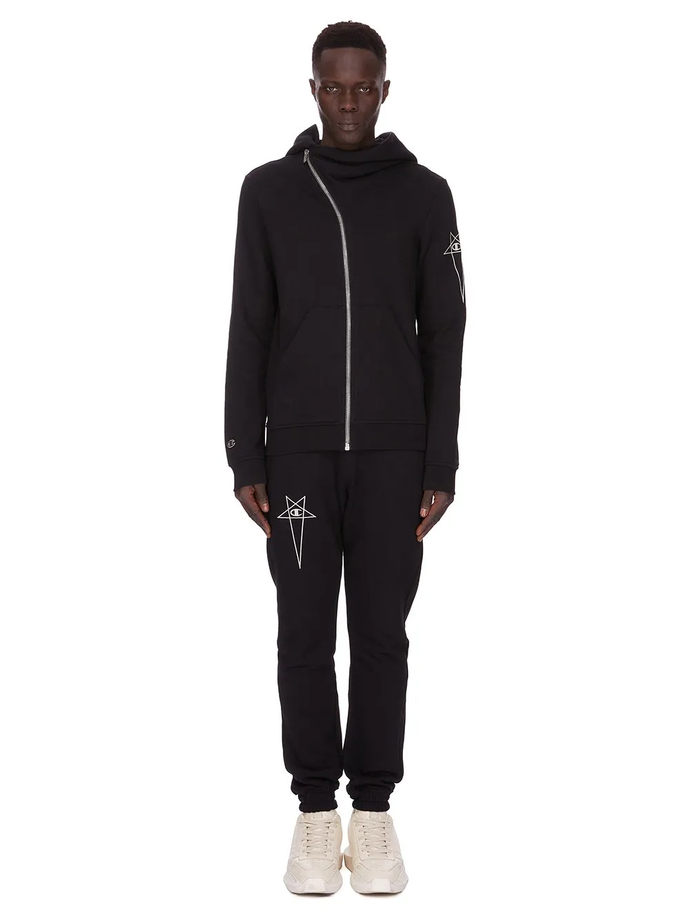 Champion X Rick Owens Joggers In Black Compact Felpa Jersey