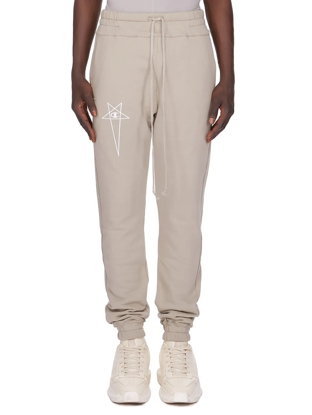 Champion X Rick Owens Joggers In Pearl Compact Felpa Jersey