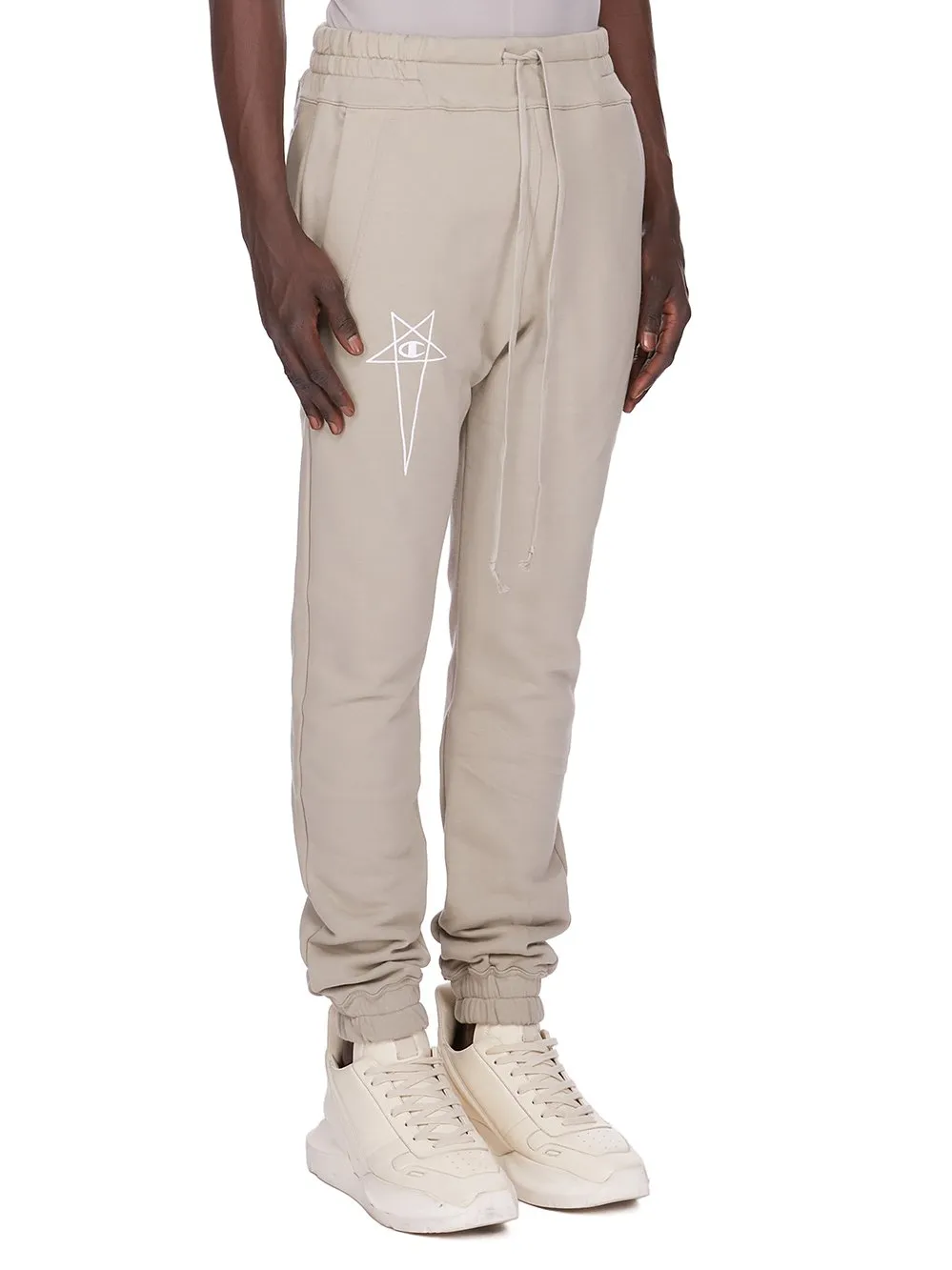 Champion X Rick Owens Joggers In Pearl Compact Felpa Jersey