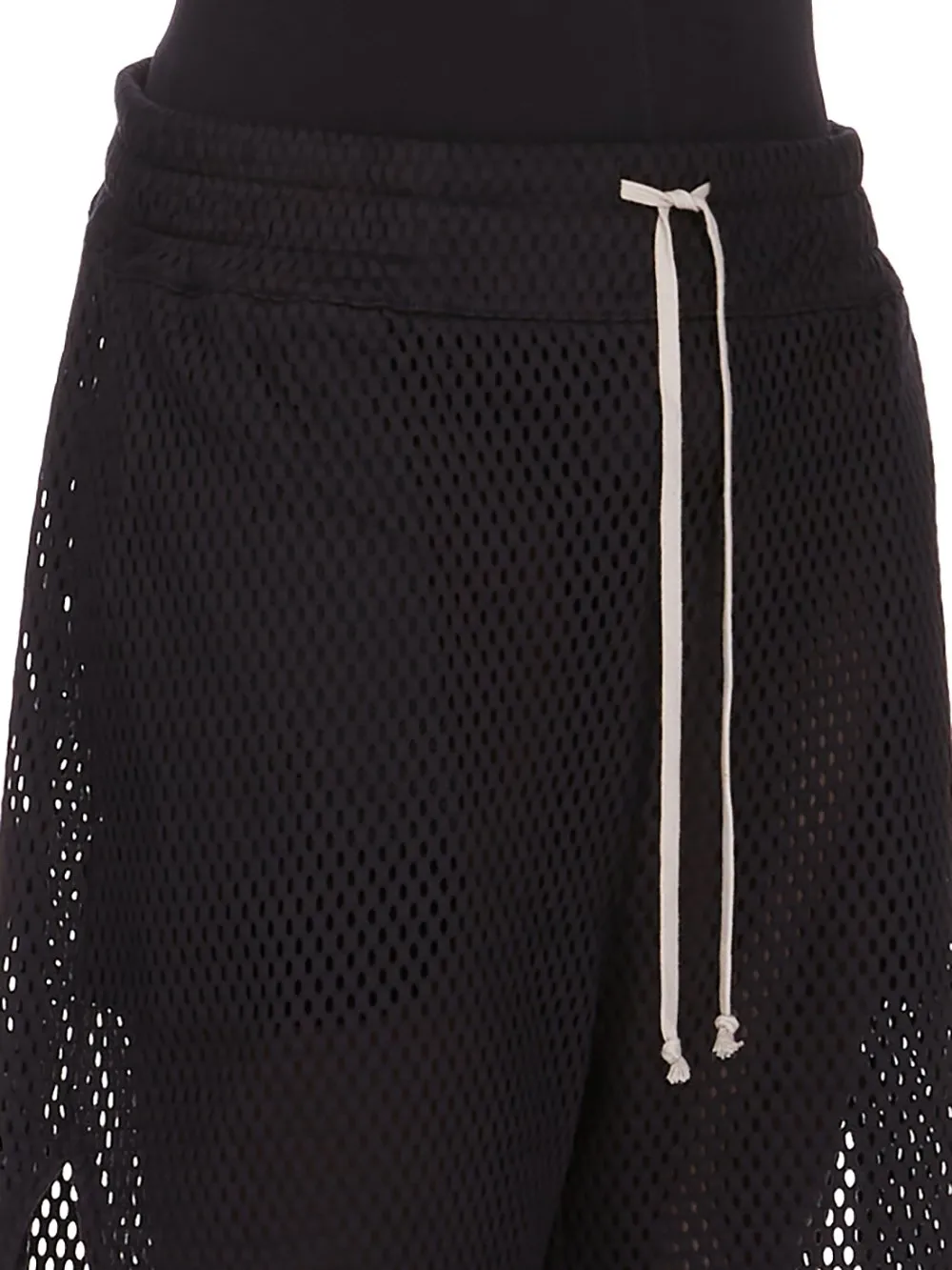 Champion X Rick Owens Shorts In Black Open Mesh Jersey