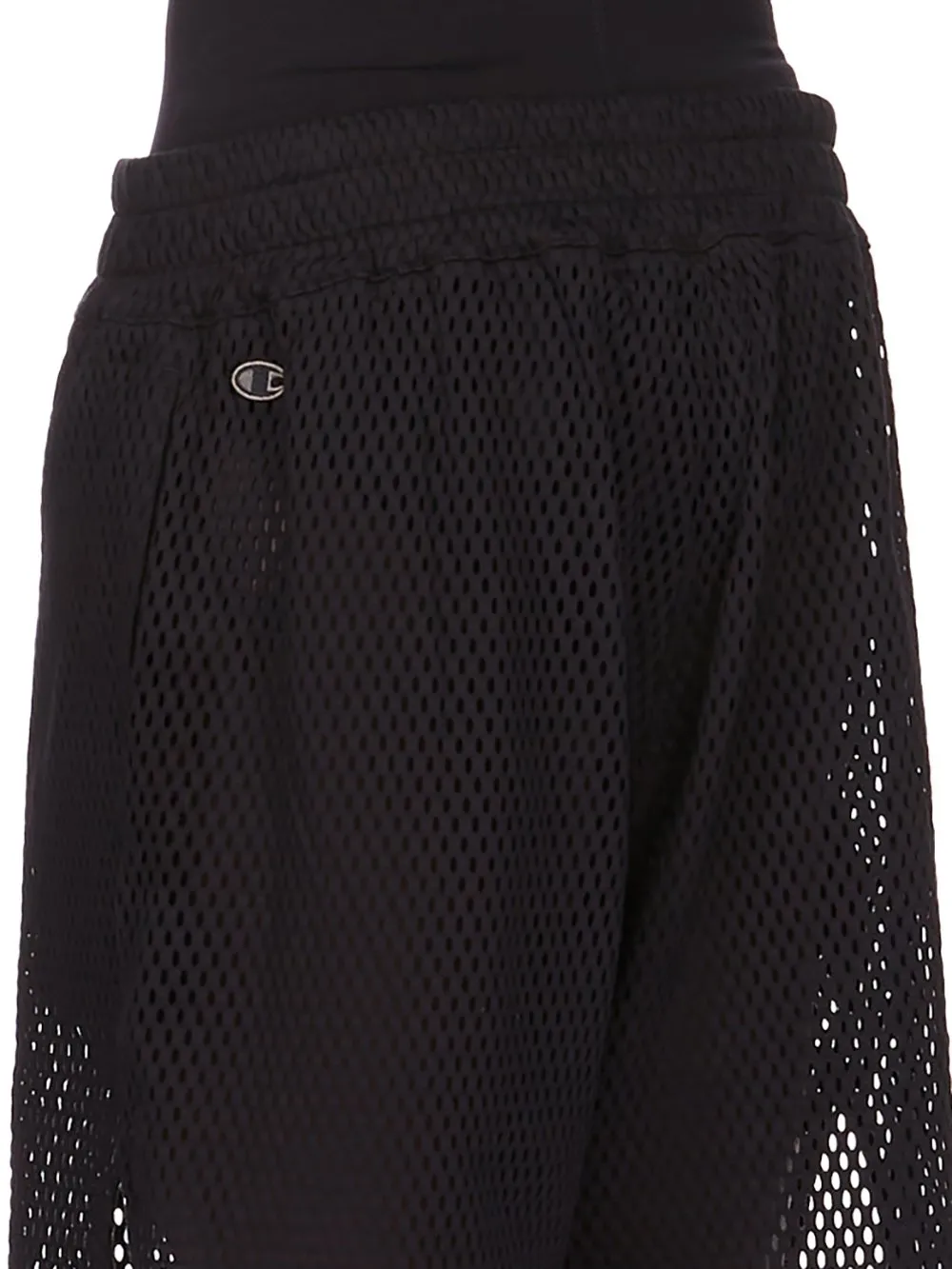 Champion X Rick Owens Shorts In Black Open Mesh Jersey
