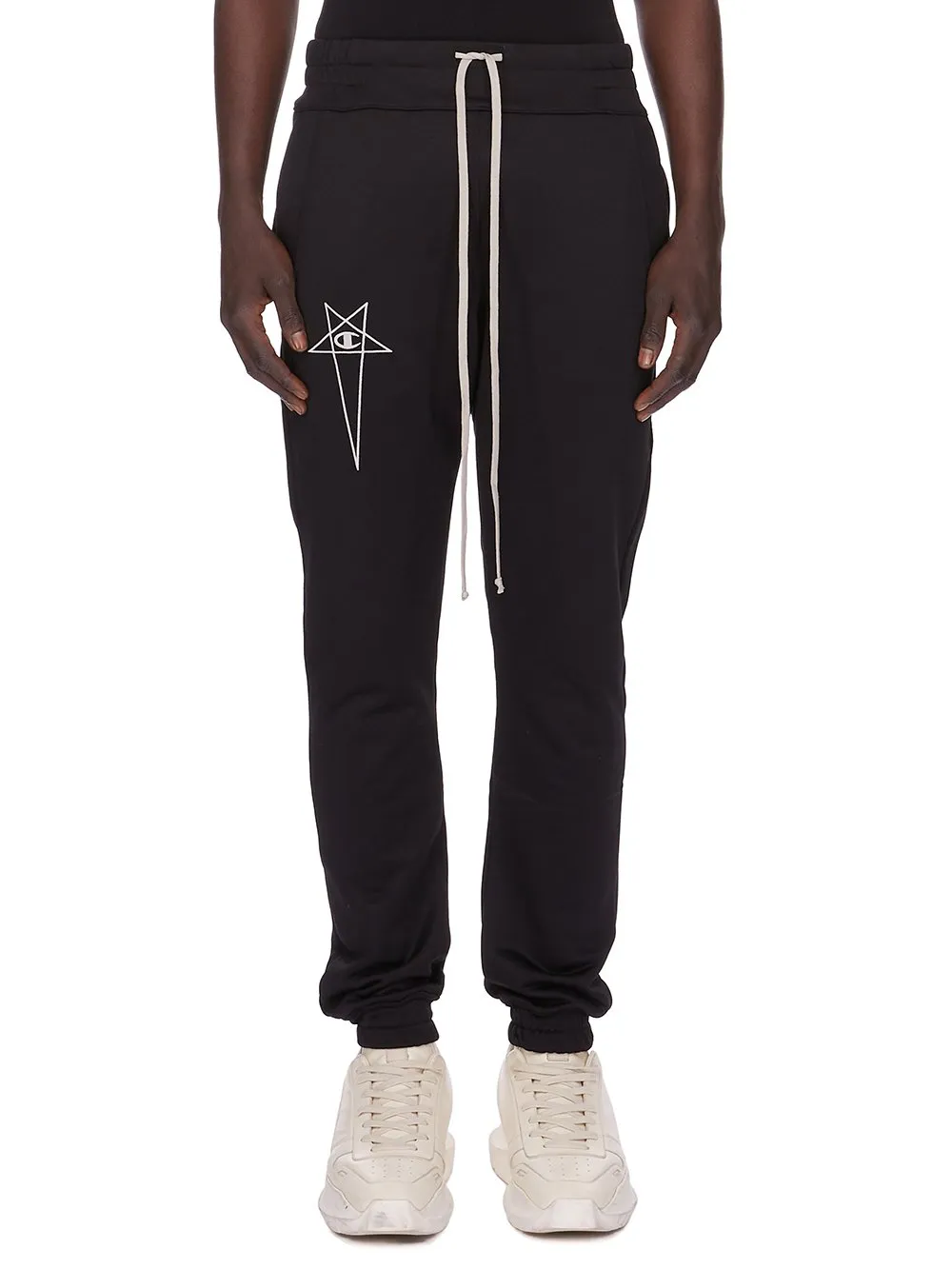 Champion X Rick Owens Joggers In Black Technical Sweat Jersey