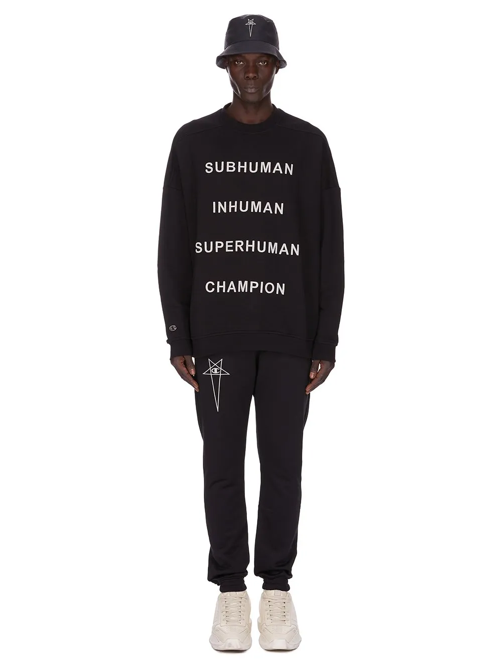 Champion X Rick Owens Joggers In Black Technical Sweat Jersey