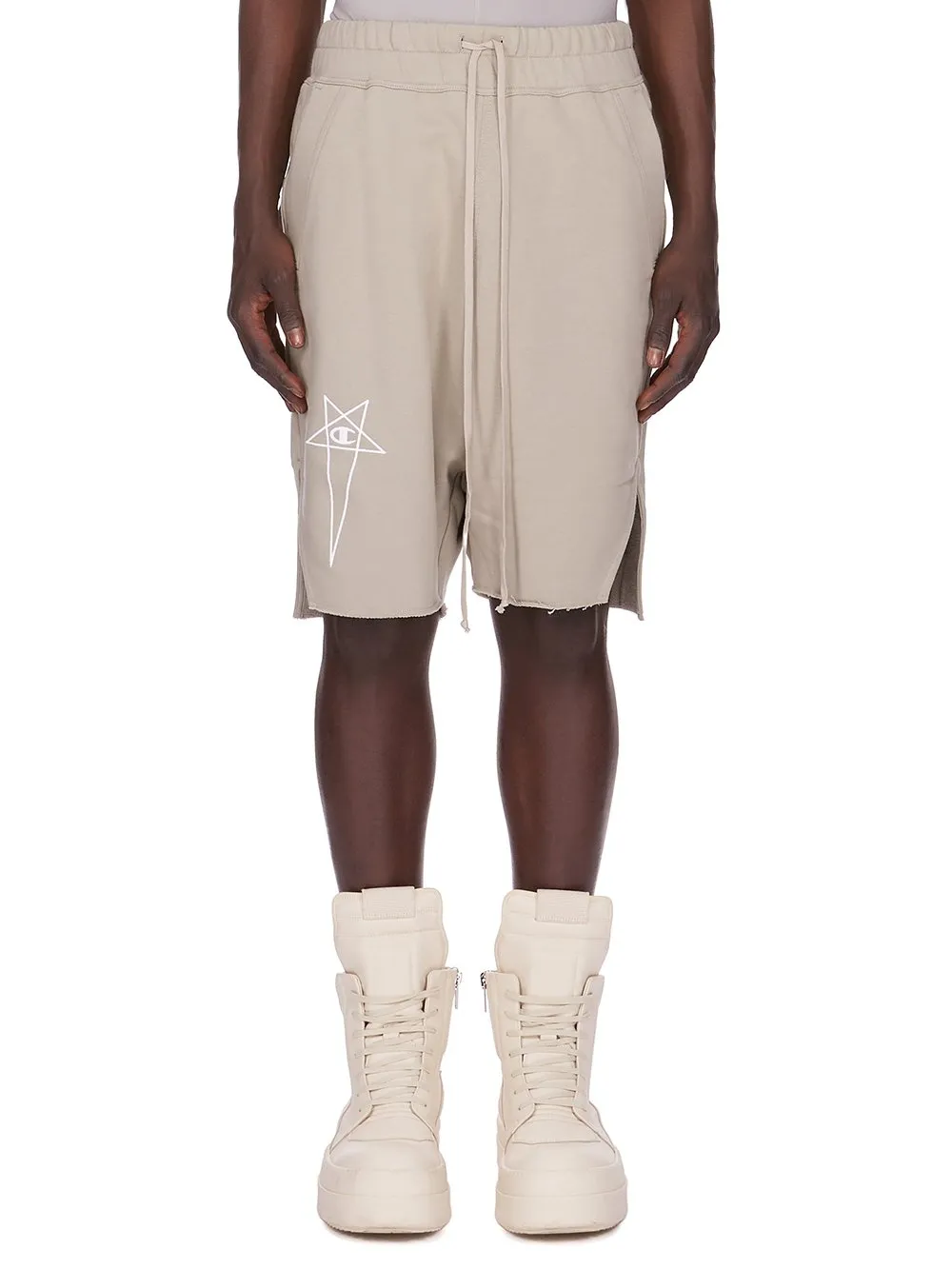 Champion X Rick Owens Beveled Pods In Pearl Compact Felpa Jersey