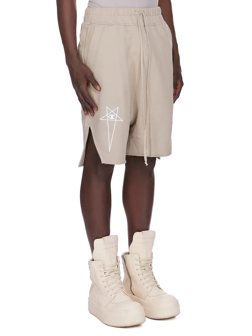 Champion X Rick Owens Beveled Pods In Pearl Compact Felpa Jersey