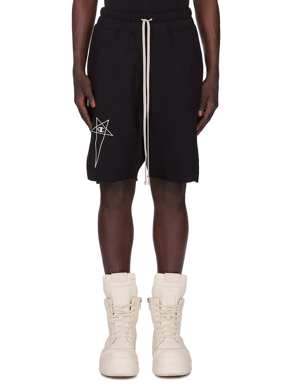 Champion X Rick Owens Beveled Pods In Black Compact Felpa Jersey