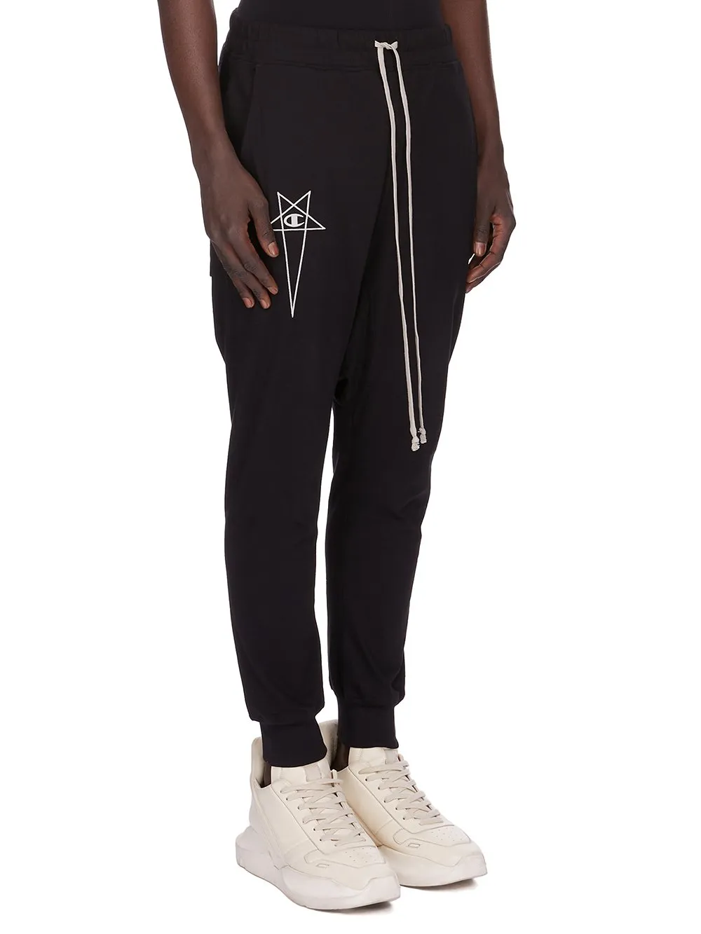 Champion X Rick Owens Prisoner Drawstring In Black Cotton Jersey
